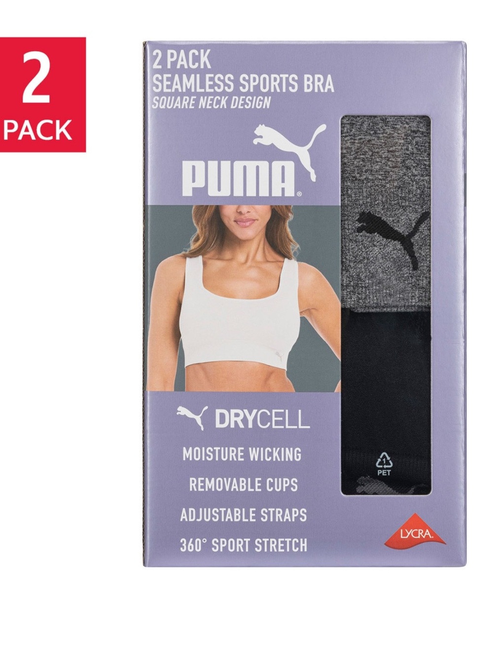 Puma Womens Seamless Drycell Sports Bra 2 Pack NWT Size M Medium